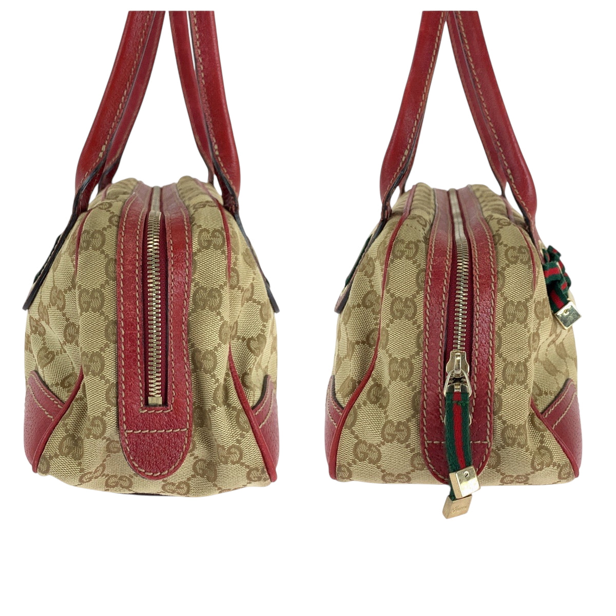 16250
GUCCI グッチ プリンシー シェリーリボン ベージュ レッド ゴールド金具 GGキャンバス 161720 ハンドバッグ ミニボストンバッグ  レディース ABP39