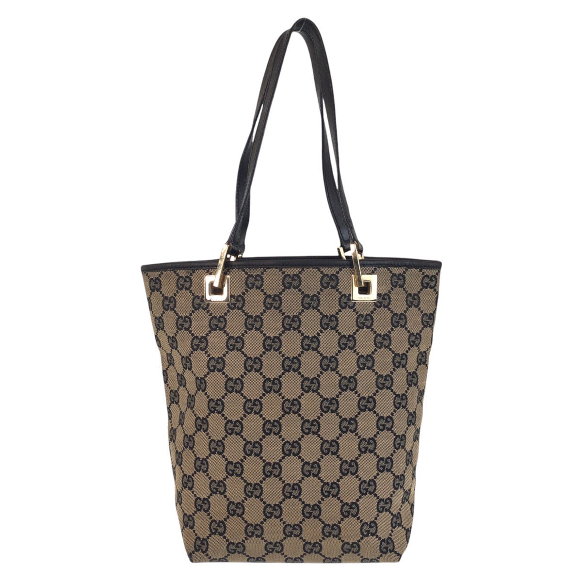16251
GUCCI グッチ ベージュ ブラック 黒 ゴールド金具 GGキャンバス / レザー 002 1099 トートバッグ ショルダーバッグ  レディース ABP32
