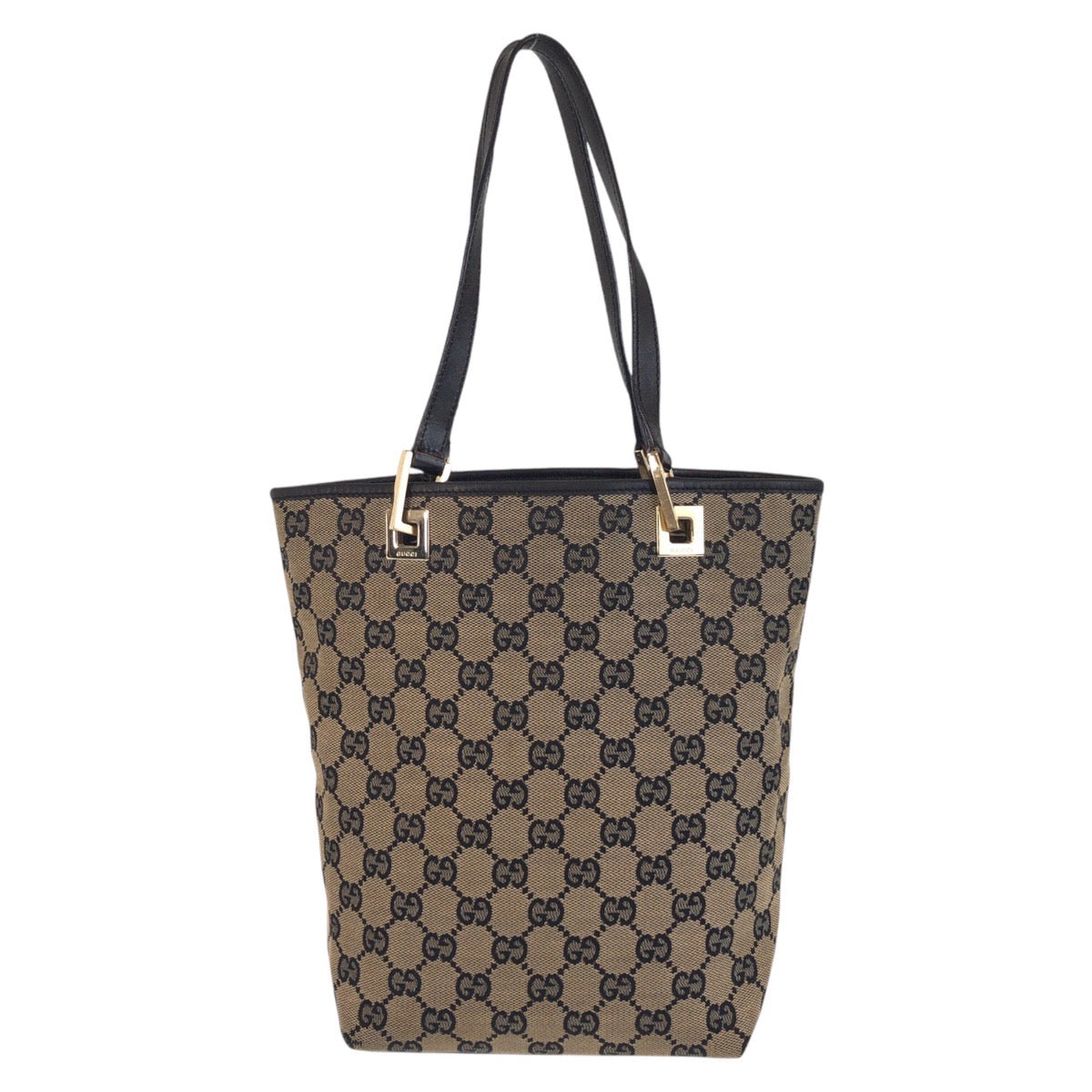 16251
GUCCI グッチ ベージュ ブラック 黒 ゴールド金具 GGキャンバス / レザー 002 1099 トートバッグ ショルダーバッグ  レディース ABP32