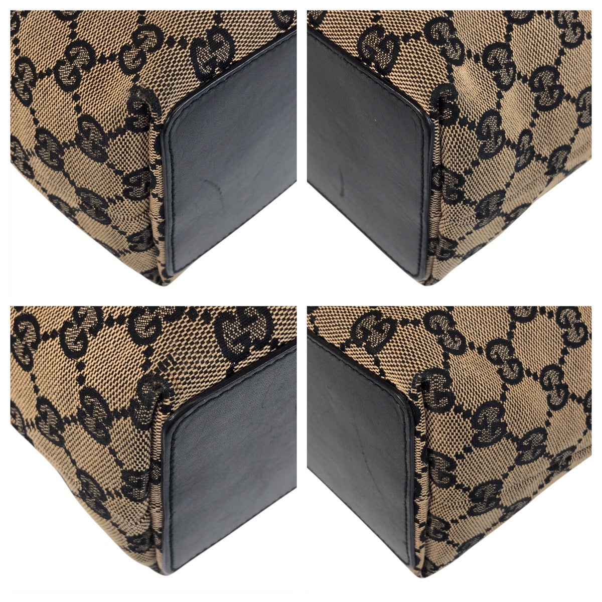 16251
GUCCI グッチ ベージュ ブラック 黒 ゴールド金具 GGキャンバス / レザー 002 1099 トートバッグ ショルダーバッグ  レディース ABP32
