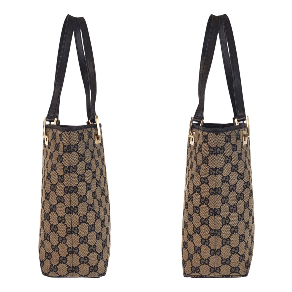 16251
GUCCI グッチ ベージュ ブラック 黒 ゴールド金具 GGキャンバス / レザー 002 1099 トートバッグ ショルダーバッグ  レディース ABP32