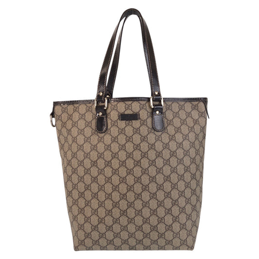 16252
GUCCI グッチ ベージュ ブラウン ゴールド金具 GGスプリームキャンバス / レザー 189896 トートバッグ ショルダーバッグ  レディース