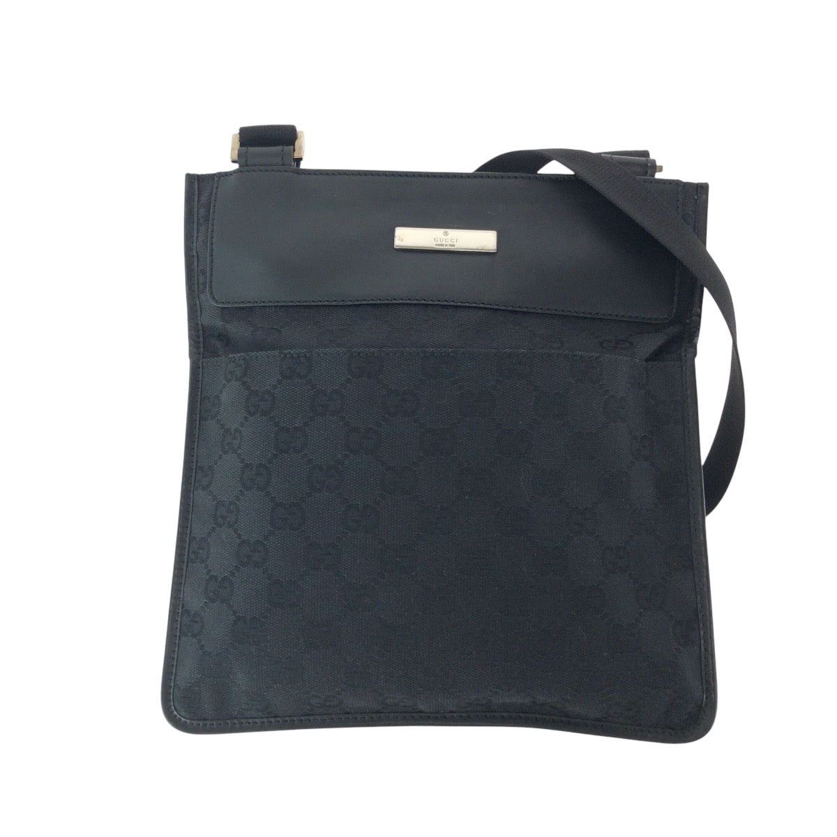 16253
GUCCI グッチ ブラック 黒 シルバー金具 GGキャンバス 27639 ショルダーバッグ サコッシュ  レディース A40