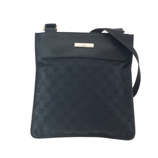 16253
GUCCI グッチ ブラック 黒 シルバー金具 GGキャンバス 27639 ショルダーバッグ サコッシュ  レディース A40