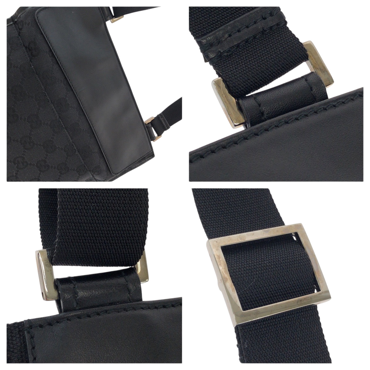 16253
GUCCI グッチ ブラック 黒 シルバー金具 GGキャンバス 27639 ショルダーバッグ サコッシュ  レディース A40