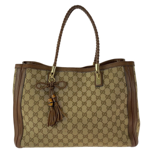 16255
GUCCI グッチ ベラバンブー ベージュ ブラウン ゴールド金具 GGキャンバス / レザー 269945 トートバッグ ショルダーバッグ  レディース