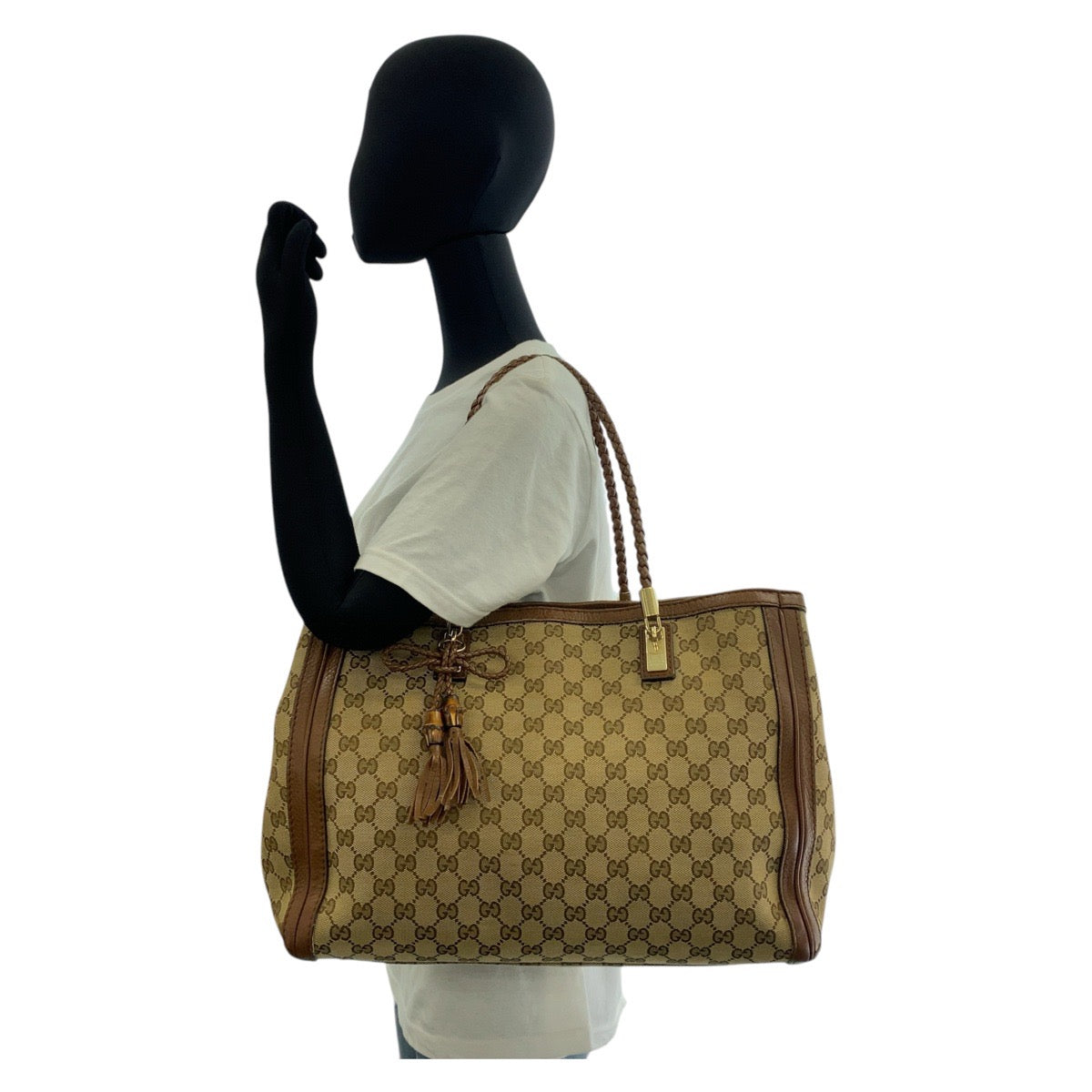 16255
GUCCI グッチ ベラバンブー ベージュ ブラウン ゴールド金具 GGキャンバス / レザー 269945 トートバッグ ショルダーバッグ  レディース