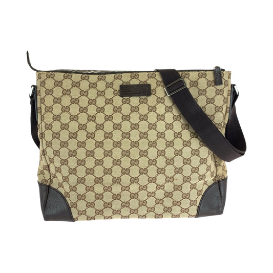 16258
GUCCI グッチ 男女兼用 ベージュ ブラウン シルバー金具 GGキャンバス 110054 ショルダーバッグ メッセンジャーバッグ  レディース