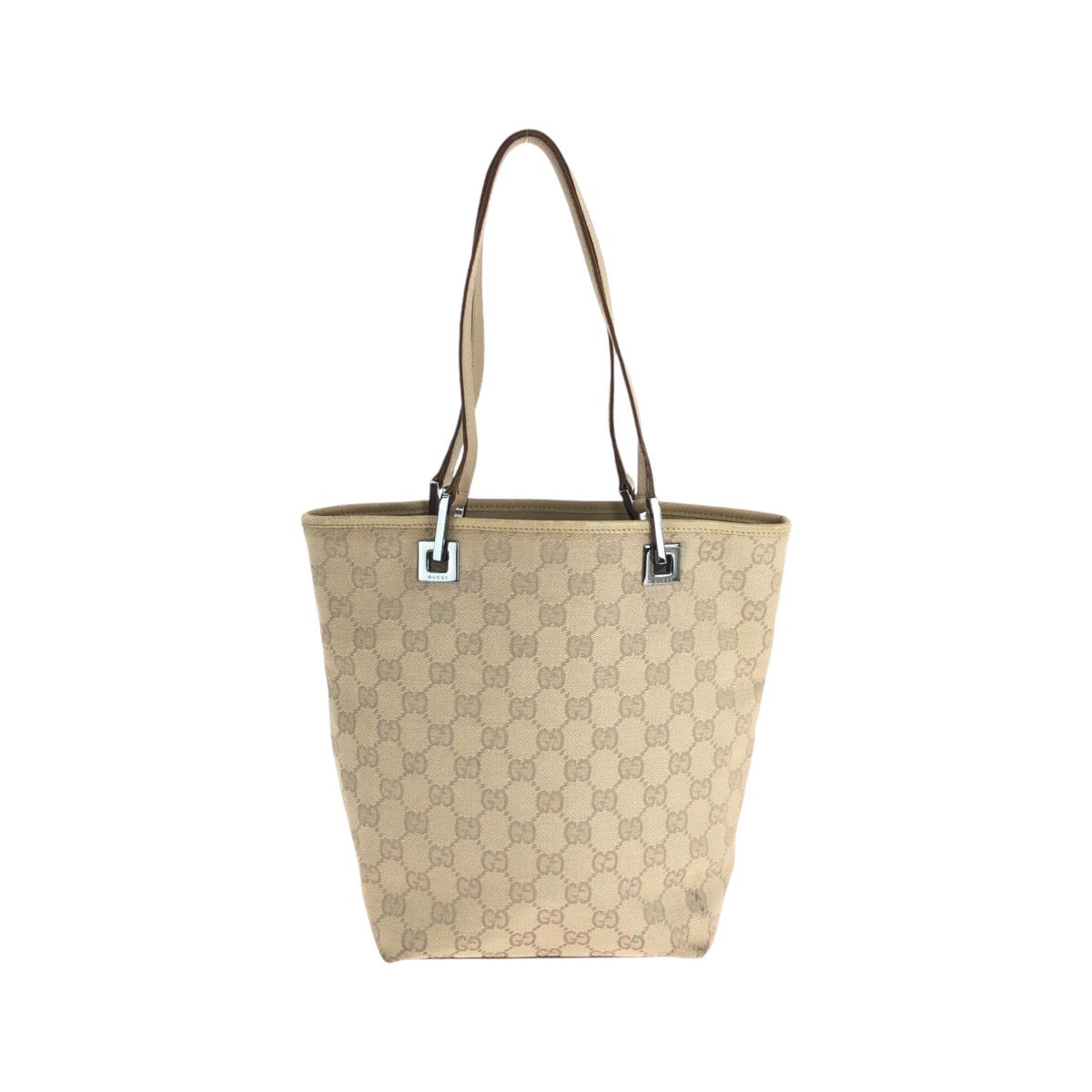 16259
GUCCI グッチ ベージュ ブラウン シルバー金具 GGキャンバス / レザー 31244 トートバッグ ショルダーバッグ  レディース ABP40