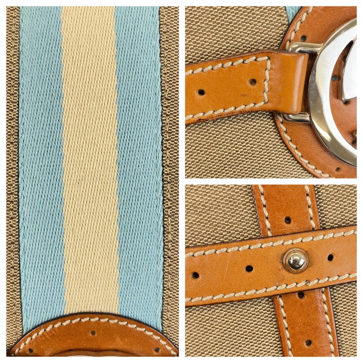 16261
GUCCI グッチ インターロッキング シェリーライン ベージュ キャメル シルバー金具 キャンバス / レザー 114887 ハンドバッグ  レディース