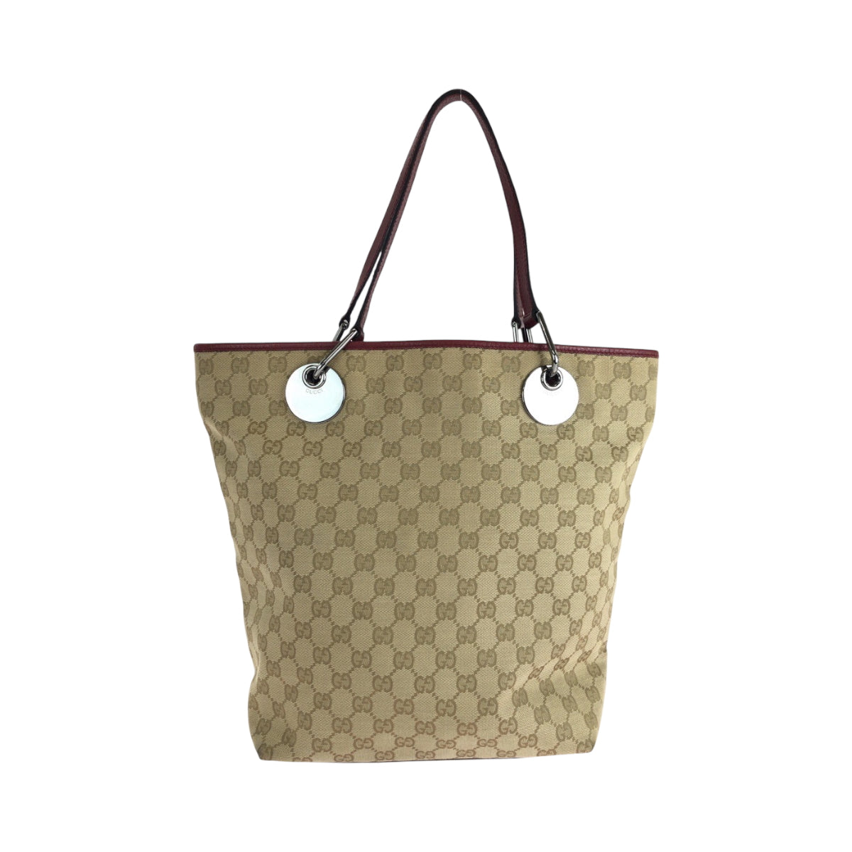 16263
GUCCI グッチ ベージュ レッド シルバー金具 GGキャンバス 120836 トートバッグ ハンドバッグ  レディース ABP40