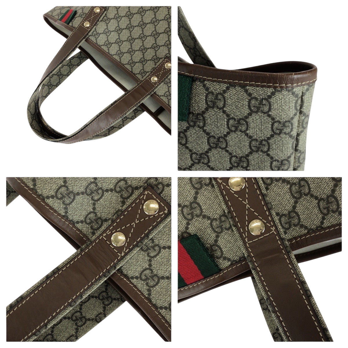 16265
GUCCI グッチ シェリーライン GGプラス ベージュ ブラウン ゴールド金具 GGスプリームキャンバス 211134 トートバッグ ハンドバッグ  レディース