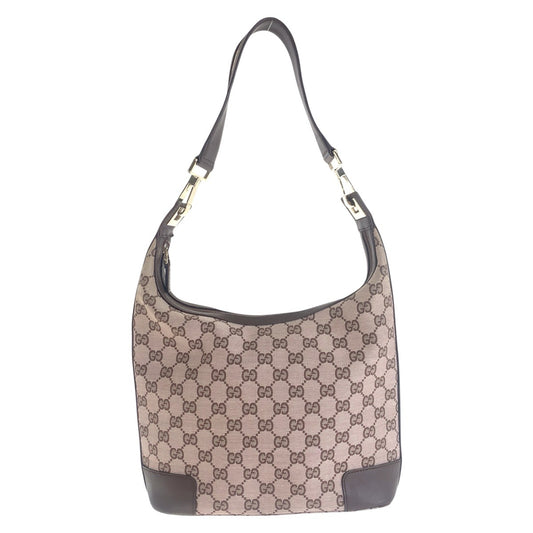 16268
GUCCI グッチ ブラウン ピンクベージュ ゴールド金具 GGキャンバス / レザー 001 4204 ショルダーバッグ  レディース