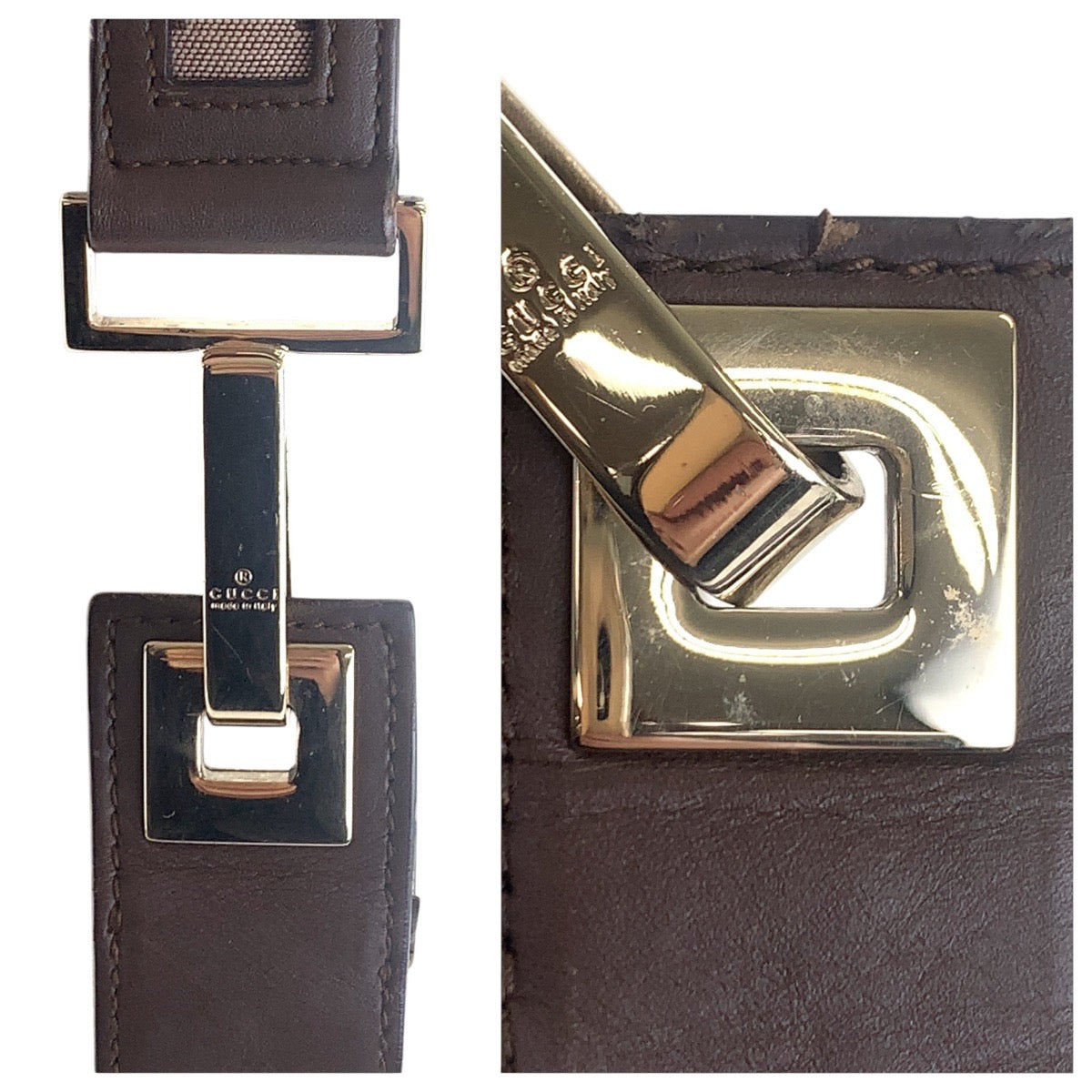 16268
GUCCI グッチ ブラウン ピンクベージュ ゴールド金具 GGキャンバス / レザー 001 4204 ショルダーバッグ  レディース ABP39