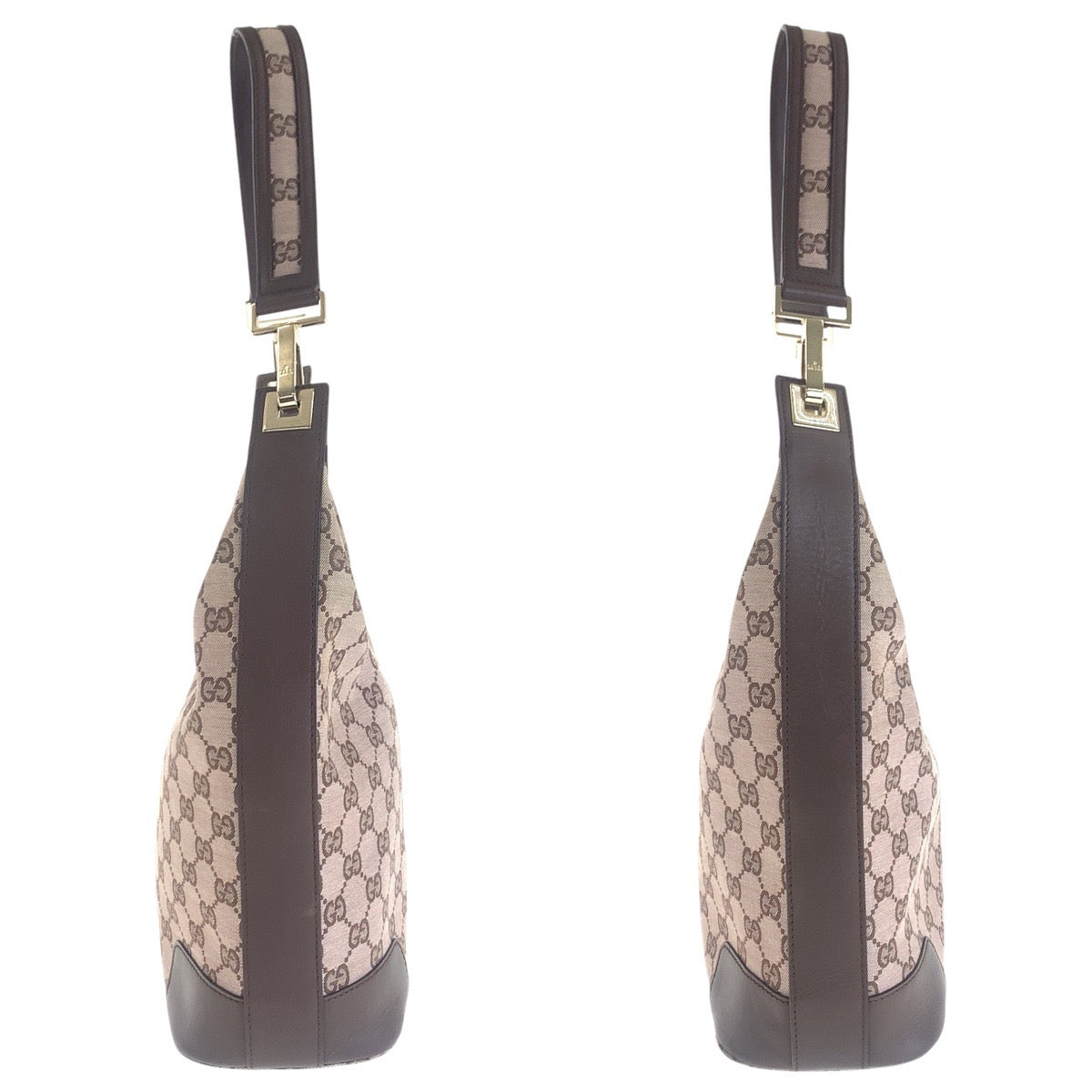 16268
GUCCI グッチ ブラウン ピンクベージュ ゴールド金具 GGキャンバス / レザー 001 4204 ショルダーバッグ  レディース ABP39