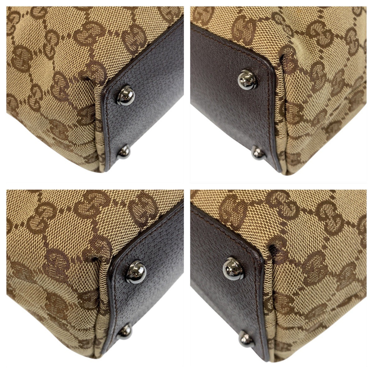 16269
GUCCI グッチ ベージュ ブラウン シルバー金具 GGキャンバス / レザー 120840 トートバッグ ショルダーバッグ  レディース A43