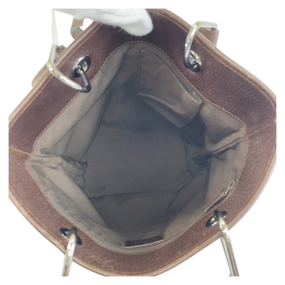 16269
GUCCI グッチ ベージュ ブラウン シルバー金具 GGキャンバス / レザー 120840 トートバッグ ショルダーバッグ  レディース A43