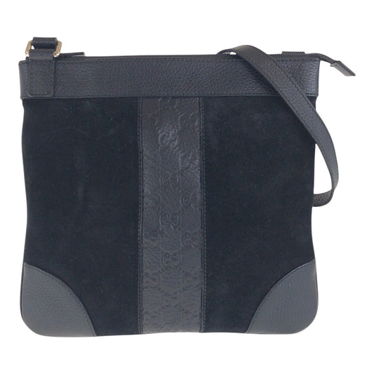 16272
GUCCI グッチ ブラック シルバー金具 スウェード / レザー 272 396 斜め掛け ショルダーバッグ  レディース A46