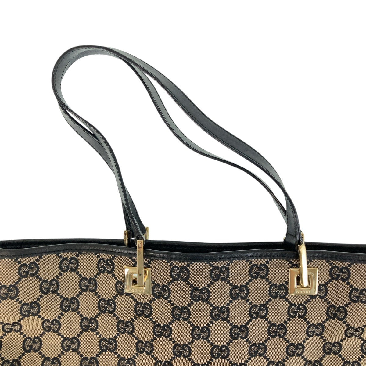 16275
GUCCI グッチ ブラック 黒 ゴールド金具 GGキャンバス / レザー 002 1098 トートバッグ ショルダーバッグ  レディース ABP39