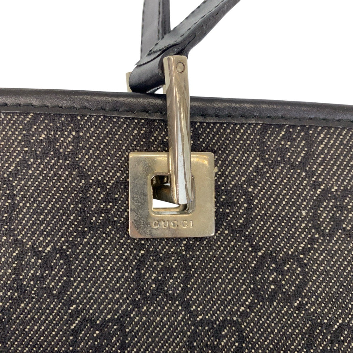 16276
GUCCI グッチ ブラック 黒 シルバー金具 GGキャンバス / レザー 31243 トートバッグ ショルダーバッグ  レディース A40