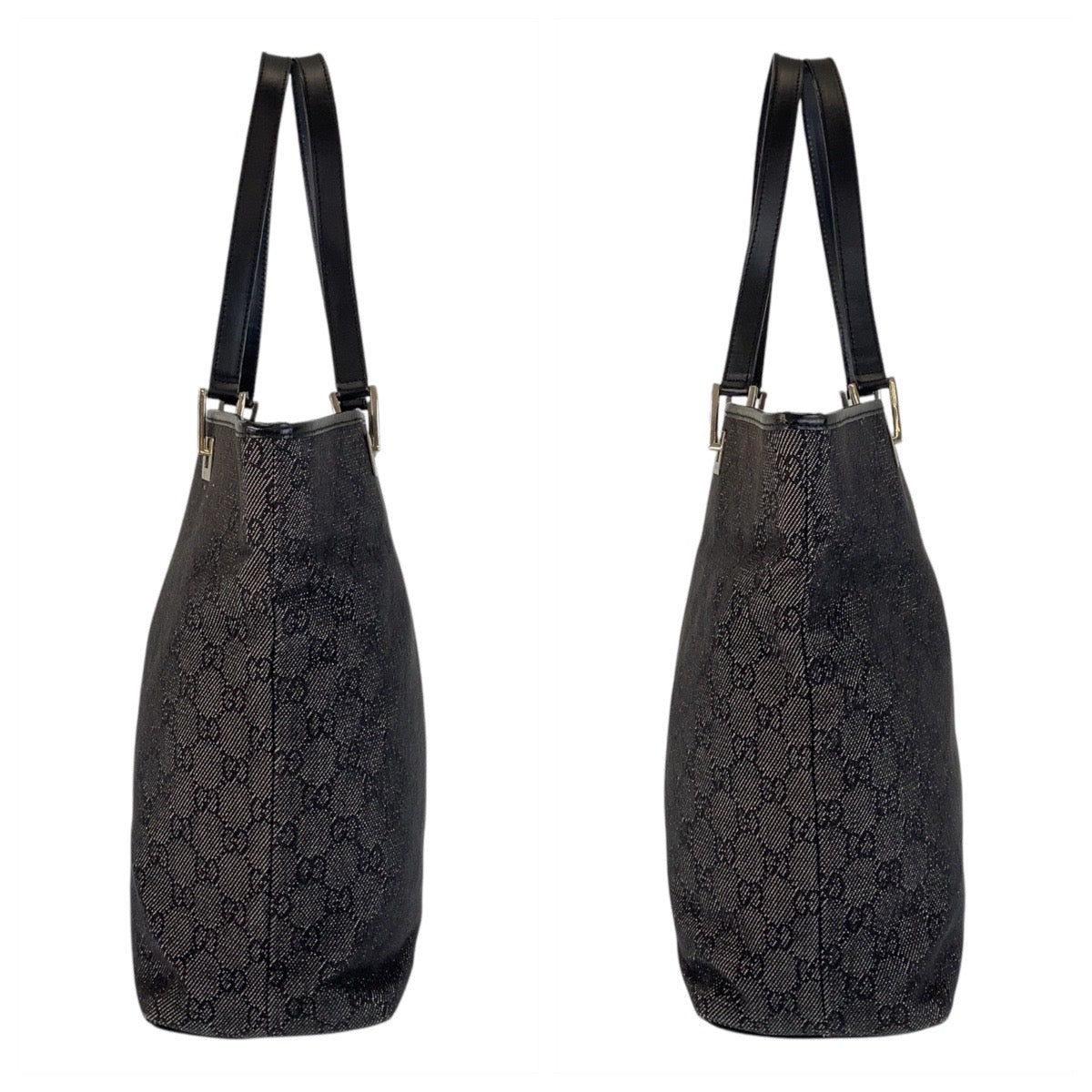 16276
GUCCI グッチ ブラック 黒 シルバー金具 GGキャンバス / レザー 31243 トートバッグ ショルダーバッグ  レディース A40