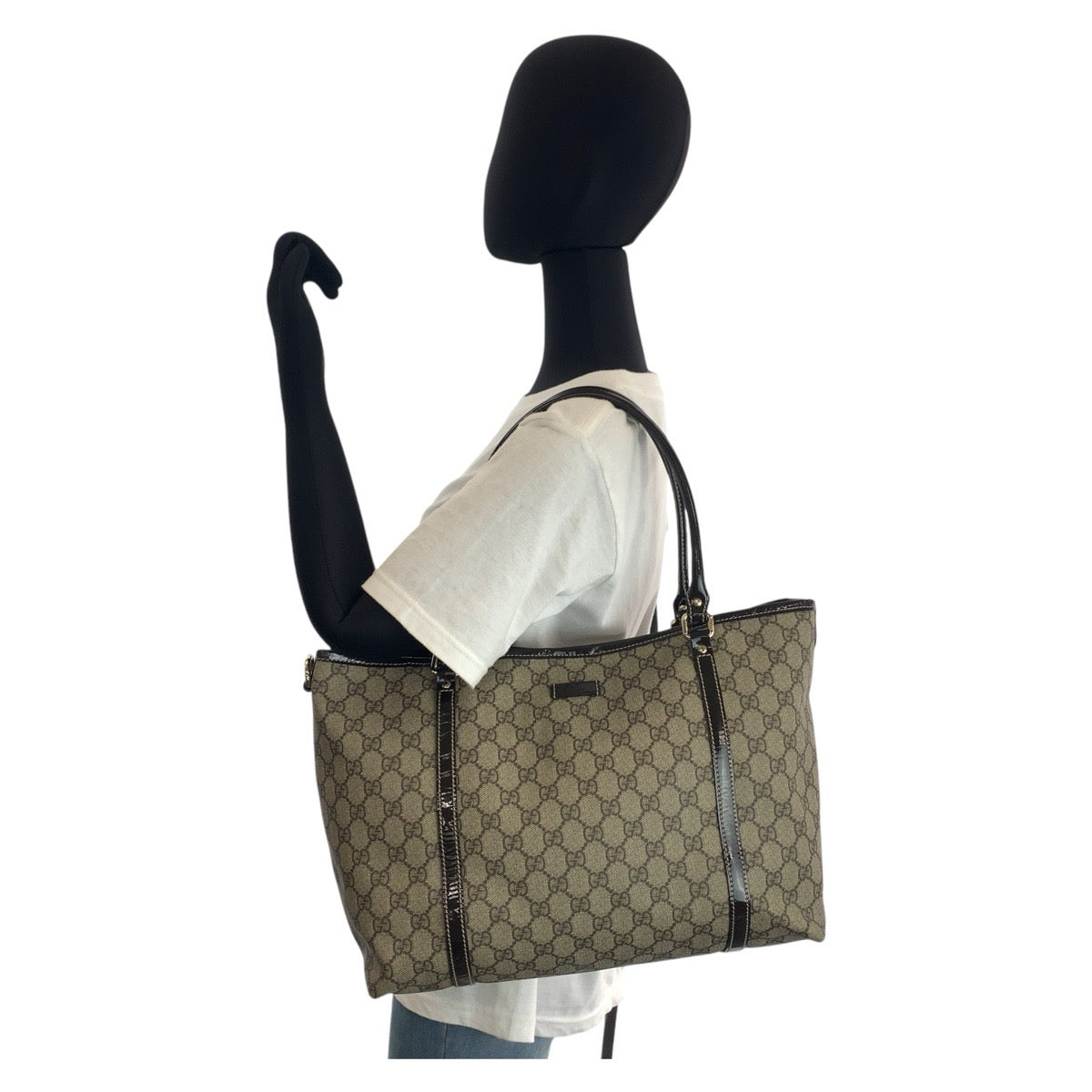 16277
GUCCI グッチ ベージュ ブラウン ゴールド金具 GGスプリームキャンバス / レザー 197953 トートバッグ ショルダーバッグ  レディース ABP44