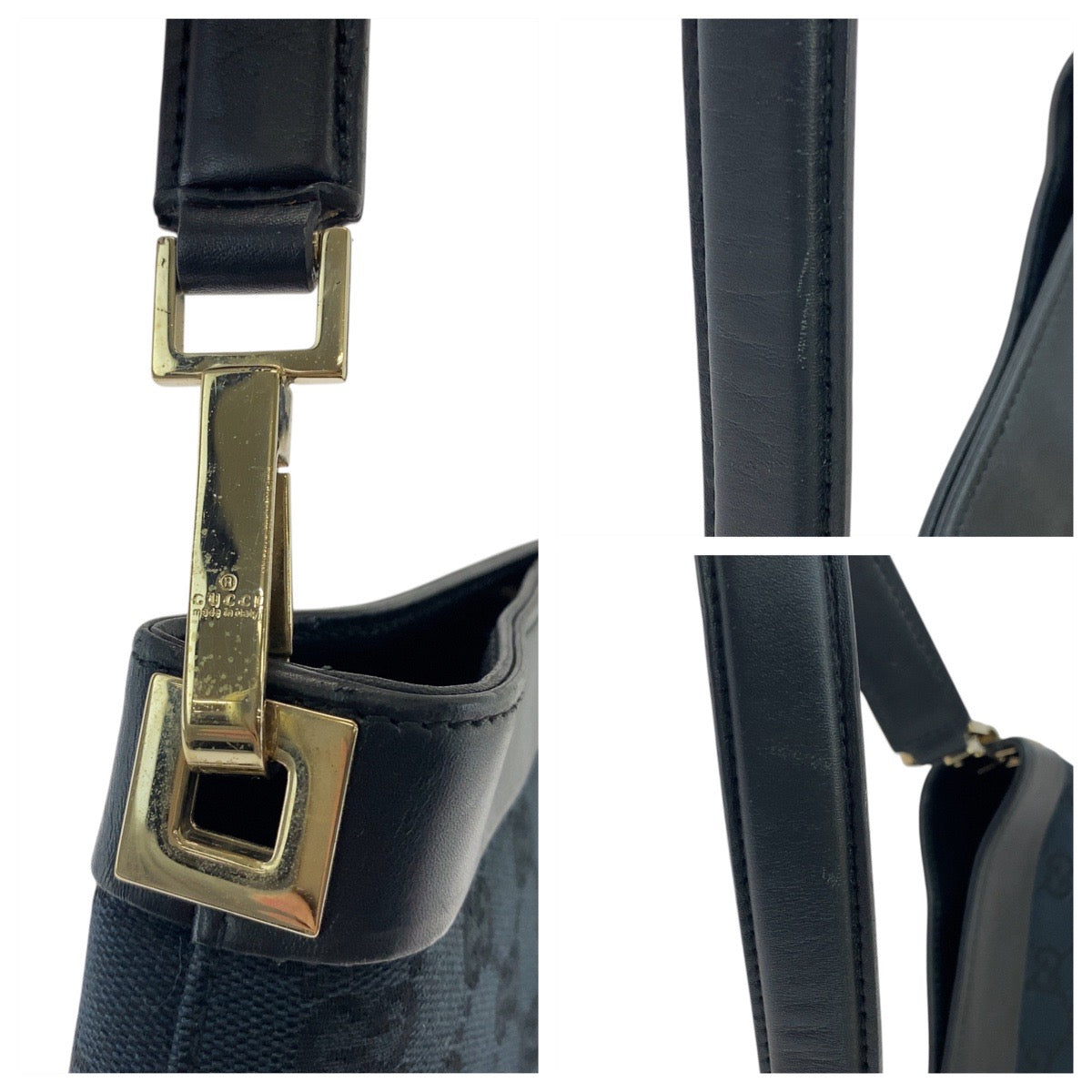 16280
GUCCI グッチ ブラック 黒 ゴールド金具 GGキャンバス / レザー 33900 ショルダーバッグ  レディース ABP40