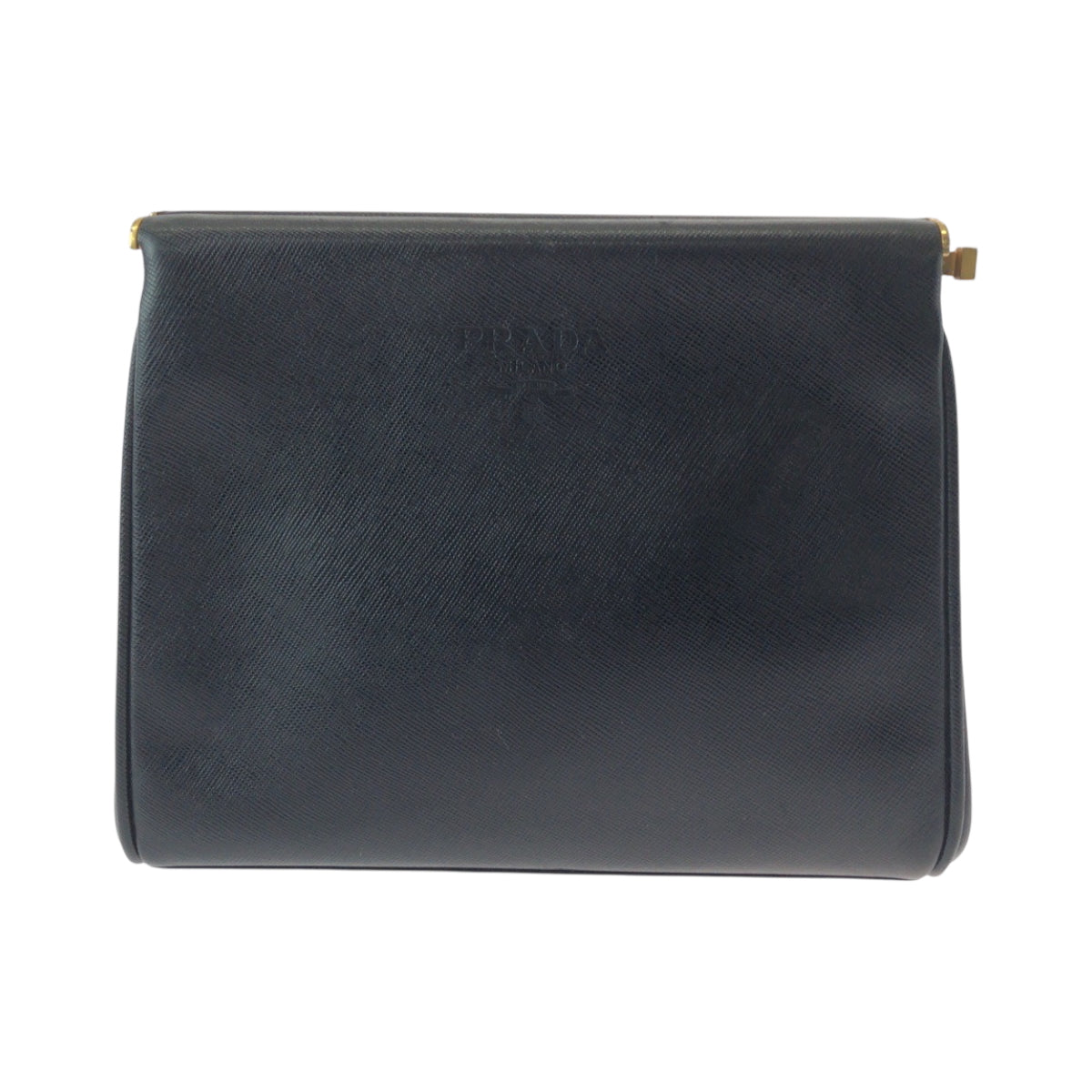 16281
PRADA プラダ ヴィンテージ サフィアーノ ロゴ ブラック 黒 ゴールド金具 レザー セカンドバッグ クラッチバッグ  レディース A26