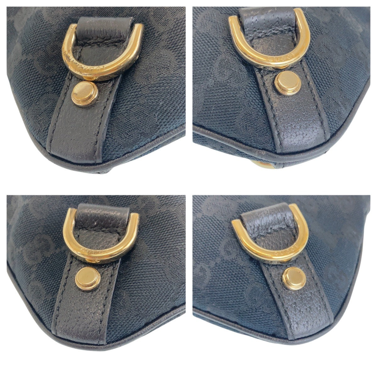 16283
GUCCI グッチ アビー ブラック 黒 ゴールド金具 GGキャンバス / レザー 131326 ショルダーバッグ ポシェット  レディース AB35