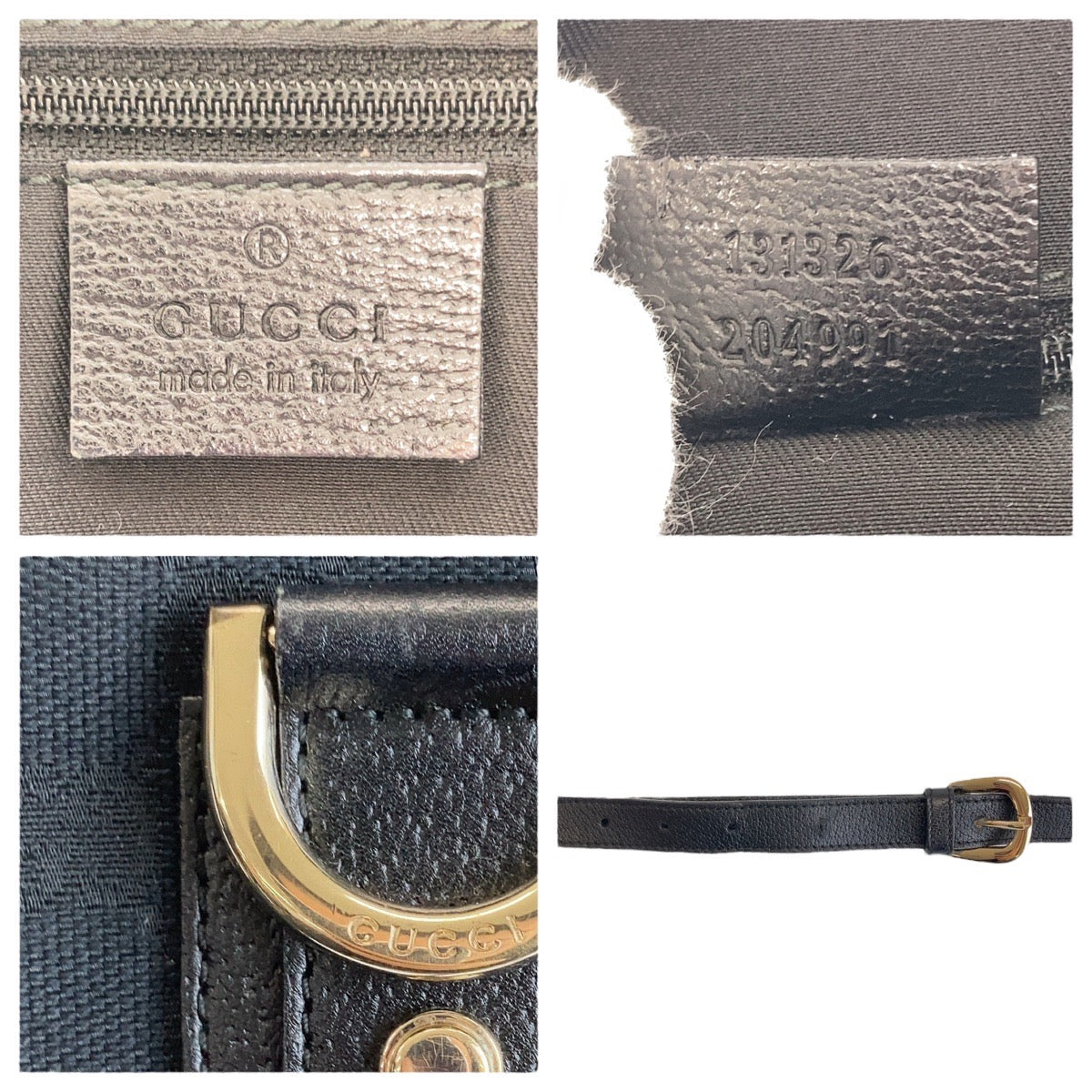 16283
GUCCI グッチ アビー ブラック 黒 ゴールド金具 GGキャンバス / レザー 131326 ショルダーバッグ ポシェット  レディース AB35