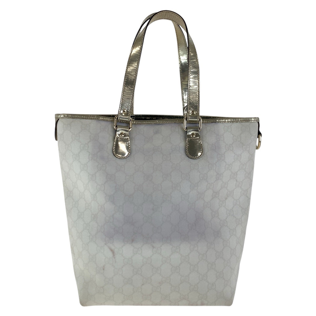 16284
 GUCCI White Gold GG Supreme Canvas / Enamel 189896 Tote Bag Shoulder Bag Women's