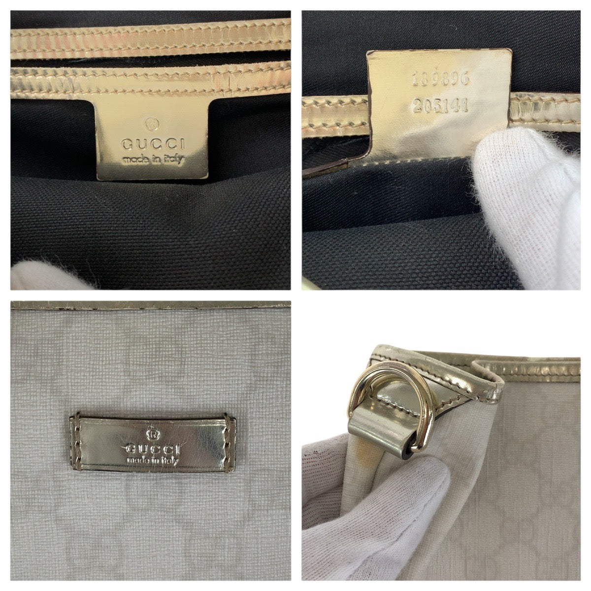 16284
GUCCI グッチ ホワイト ゴールド GGスプリームキャンバス / エナメル 189896 トートバッグ ショルダーバッグ  レディース AB20