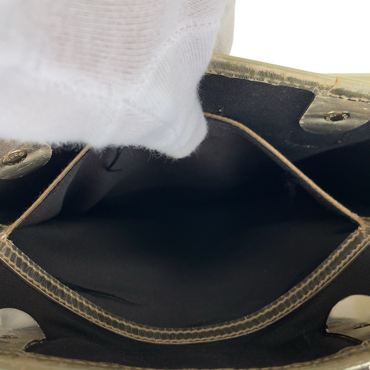 16284
GUCCI グッチ ホワイト ゴールド GGスプリームキャンバス / エナメル 189896 トートバッグ ショルダーバッグ  レディース AB20