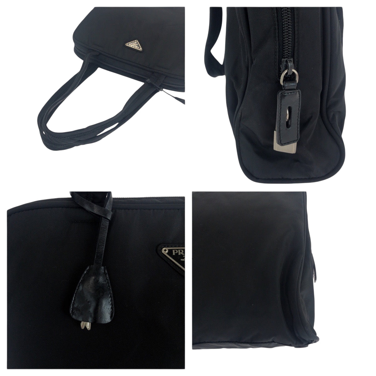16285
PRADA プラダ テスート 三角ロゴプレート ブラック 黒 シルバー金具 ナイロン トートバッグ ショルダーバッグ  レディース AB30