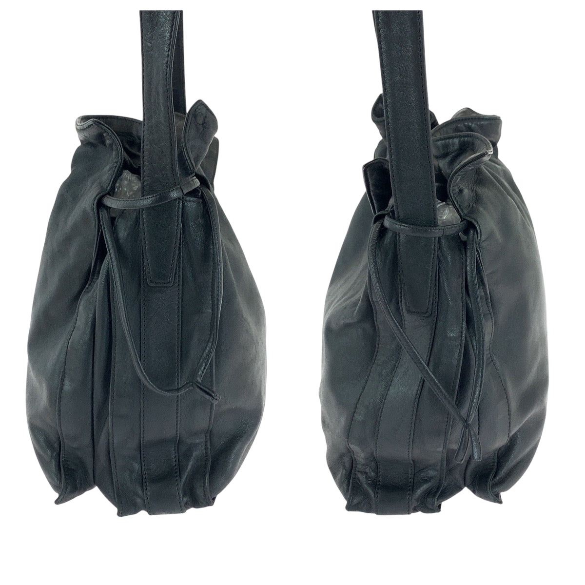 16286
LOEWE ロエベ フラメンコ アナグラム ブラック 黒 シルバー金具 レザー ショルダーバッグ  レディース