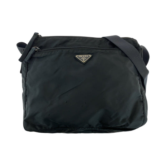 16287
PRADA プラダ テスート 三角ロゴプレート ブラック 黒 シルバー金具 ナイロン ショルダーバッグ ポシェット  レディース