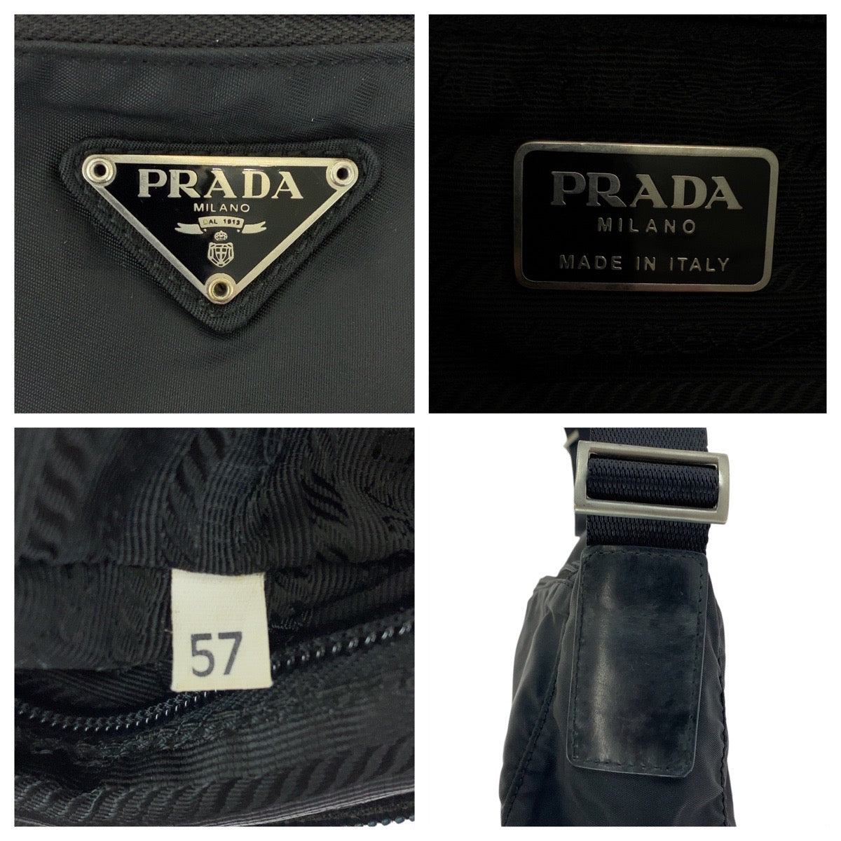 16287
PRADA プラダ テスート 三角ロゴプレート ブラック 黒 シルバー金具 ナイロン ショルダーバッグ ポシェット  レディース