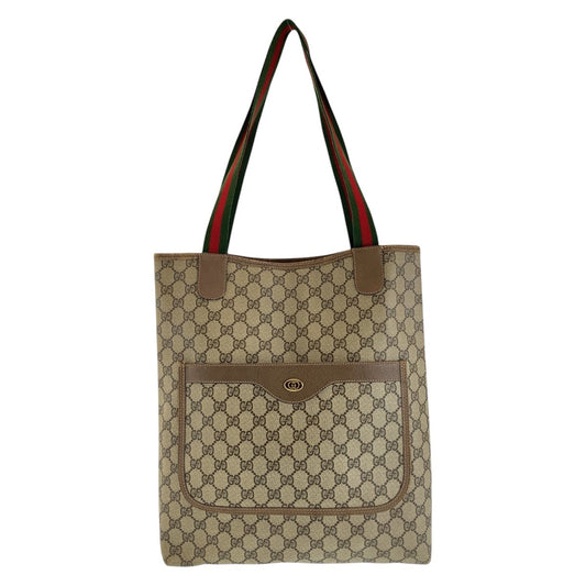 16289
GUCCI グッチ ヴィンテージ オールドグッチ シェリーライン ベージュ ゴールド金具 GGスプリームキャンバス 39 02 003 トートバッグ 男女兼用  レディース AB14