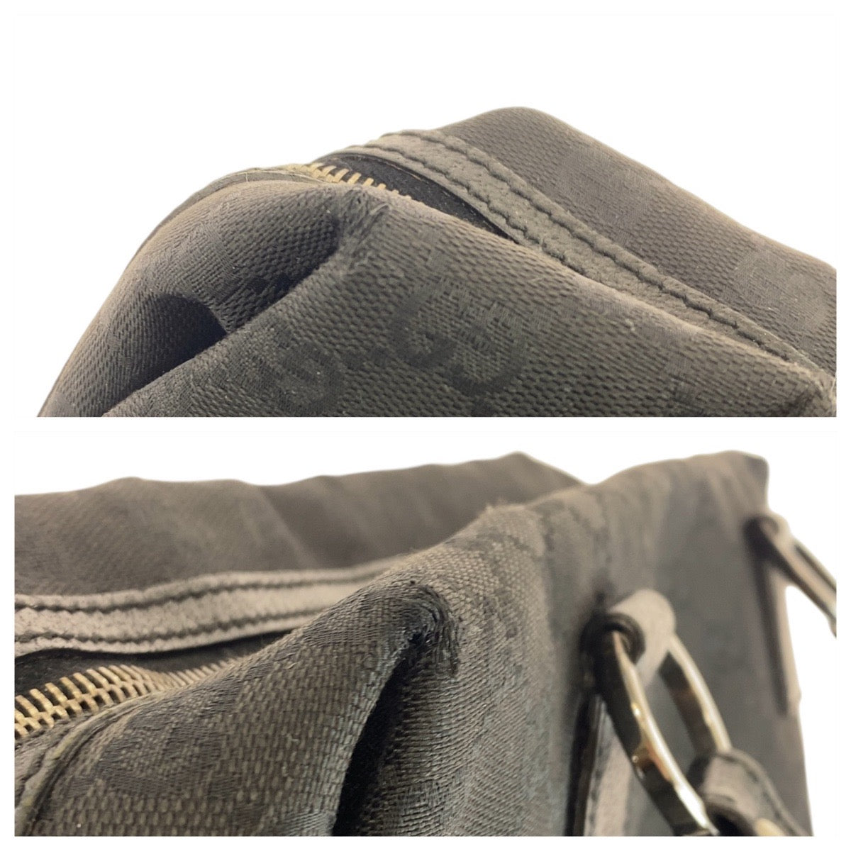 16295
GUCCI グッチ ブラック 黒 シルバー金具 GGキャンバス / レザー 113009 トートバッグ ハンドバッグ  レディース AB24