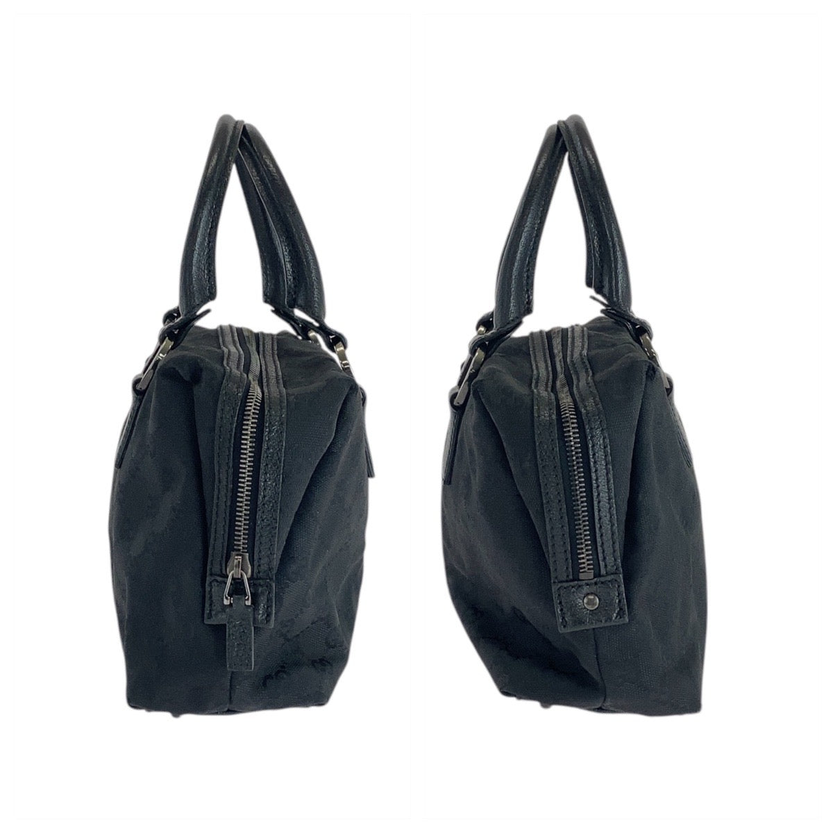 16295
GUCCI グッチ ブラック 黒 シルバー金具 GGキャンバス / レザー 113009 トートバッグ ハンドバッグ  レディース AB24