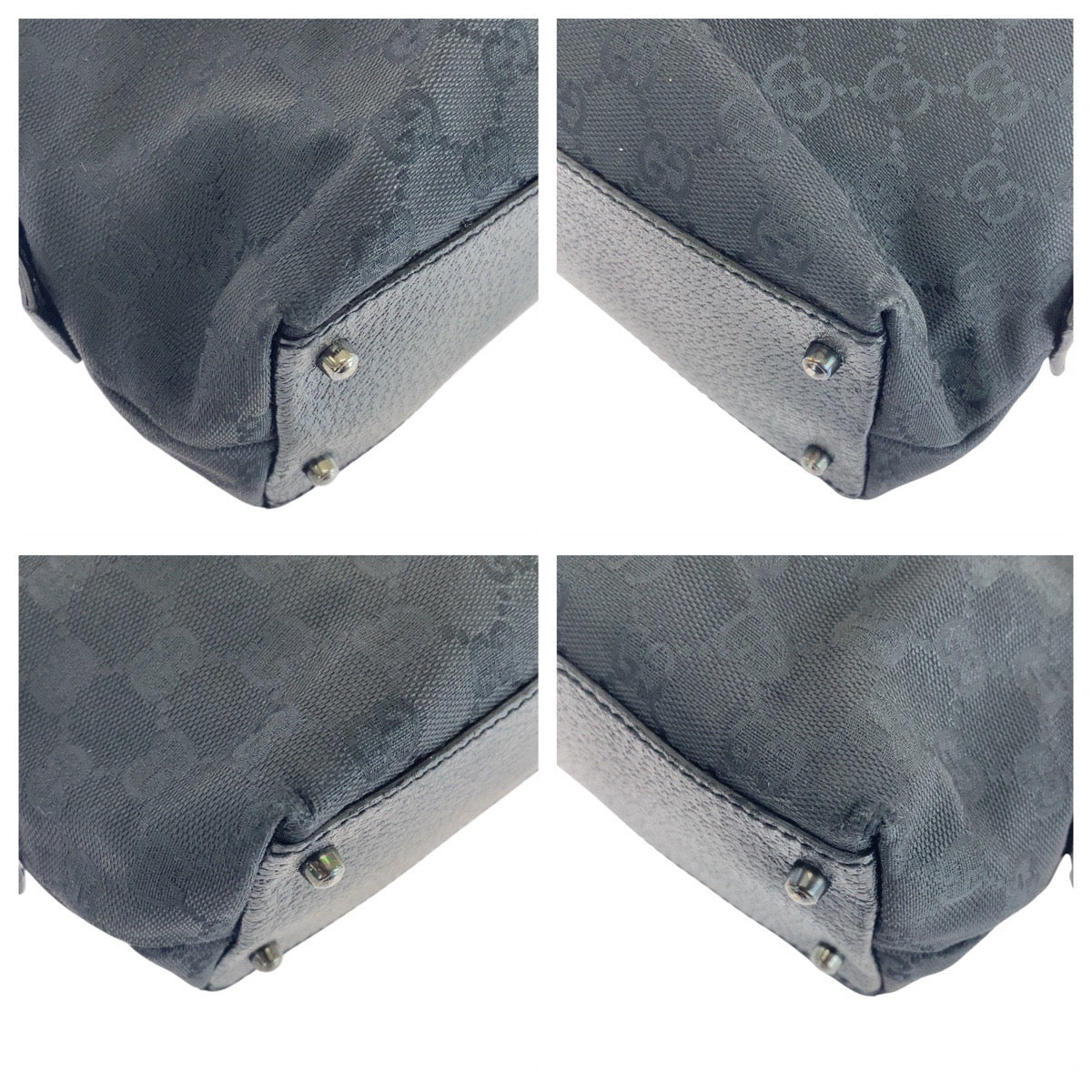 16295
GUCCI グッチ ブラック 黒 シルバー金具 GGキャンバス / レザー 113009 トートバッグ ハンドバッグ  レディース AB24