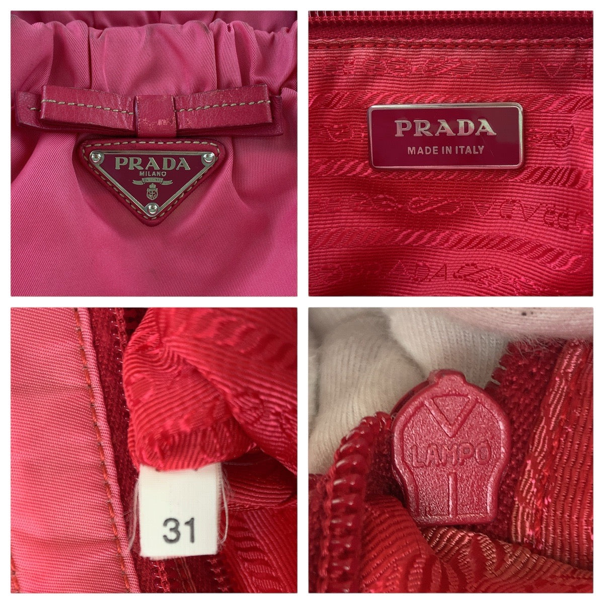 16296
PRADA プラダ テスート 三角ロゴプレート ピンク シルバー金具 ナイロン / レザー トートバッグ ショルダーバッグ 2way  レディース