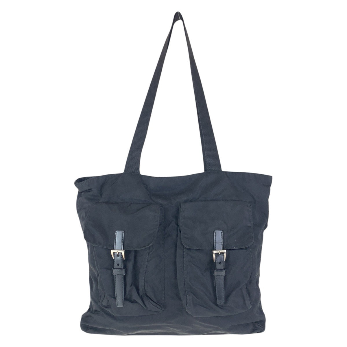 16297
PRADA プラダ テスート 三角ロゴプレート ブラック 黒 シルバー金具 ナイロン トートバッグ ショルダーバッグ  レディース AB33