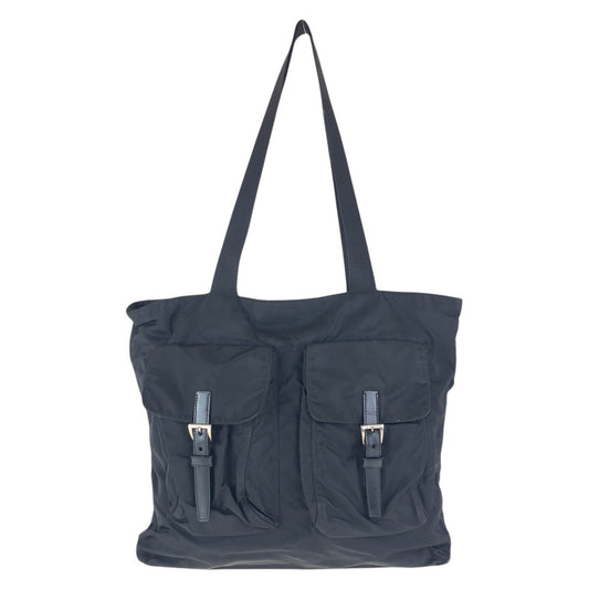 16297
PRADA プラダ テスート 三角ロゴプレート ブラック 黒 シルバー金具 ナイロン トートバッグ ショルダーバッグ  レディース AB33