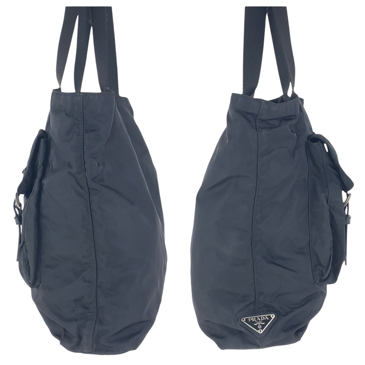 16297
PRADA プラダ テスート 三角ロゴプレート ブラック 黒 シルバー金具 ナイロン トートバッグ ショルダーバッグ  レディース AB33