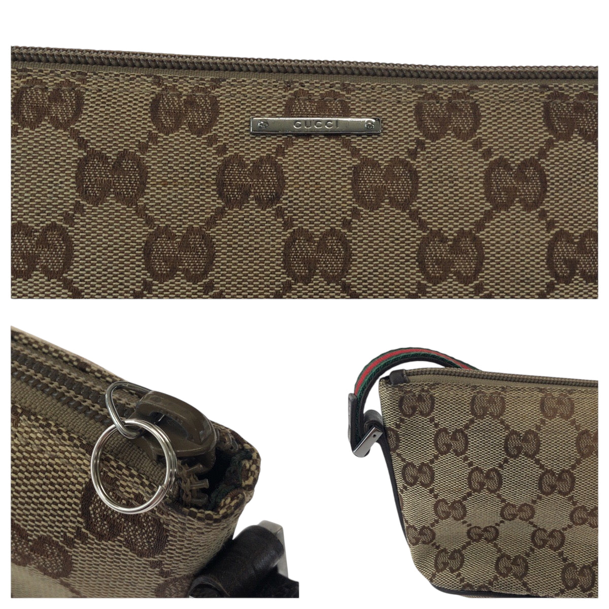 16298
GUCCI グッチ シェリーライン ベージュ ブラウン シルバー金具 GGキャンバス 141309 ハンドバッグ アクセサリーポーチ  レディース AB24