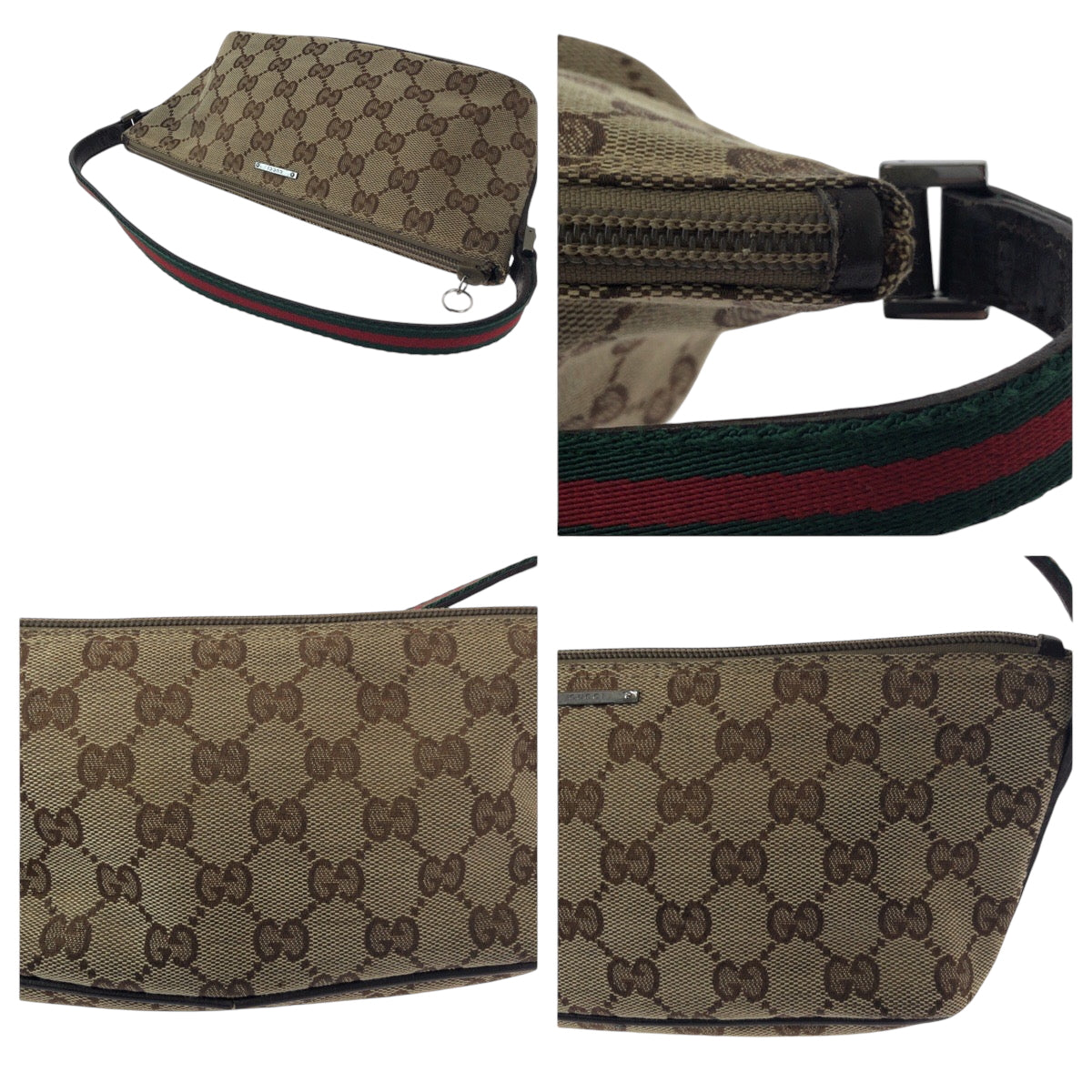 16298
GUCCI グッチ シェリーライン ベージュ ブラウン シルバー金具 GGキャンバス 141309 ハンドバッグ アクセサリーポーチ  レディース AB24