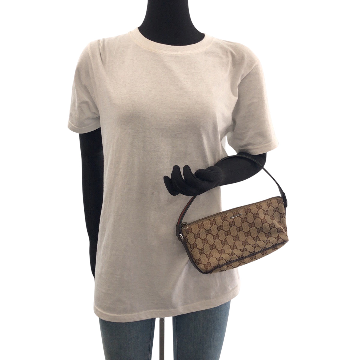 16298
GUCCI グッチ シェリーライン ベージュ ブラウン シルバー金具 GGキャンバス 141309 ハンドバッグ アクセサリーポーチ  レディース AB24