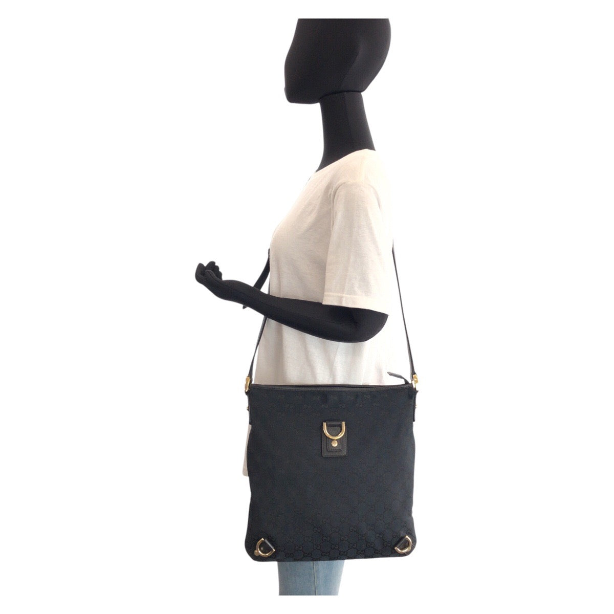 16299
GUCCI グッチ アビー ブラック 黒 ゴールド金具 GGキャンバス / レザー 131326 ショルダーバッグ メッセンジャーバッグ  レディース B12