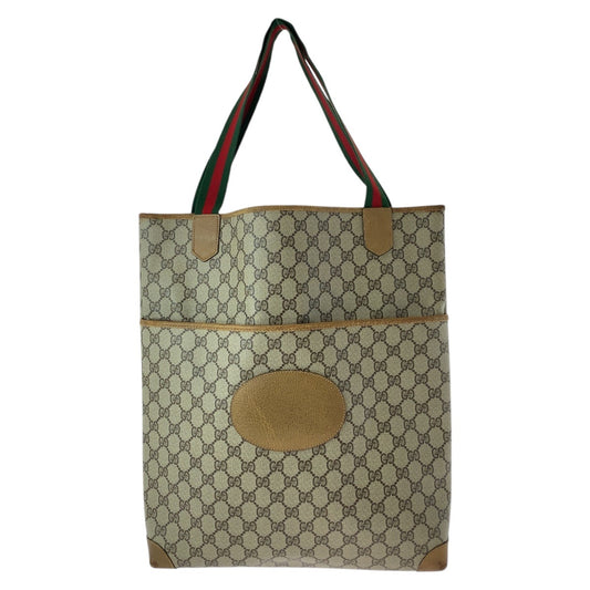 16302
GUCCI グッチ ヴィンテージ シェリーライン オールドグッチ ベージュ ブラウン GGスプリームキャンバス / レザー 002 067 0054 トートバッグ ショルダーバッグ  レディース AB15
